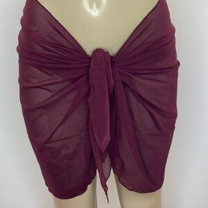 Zuliana Burgundy Mesh Sarong. Made In USA. New With Tags.